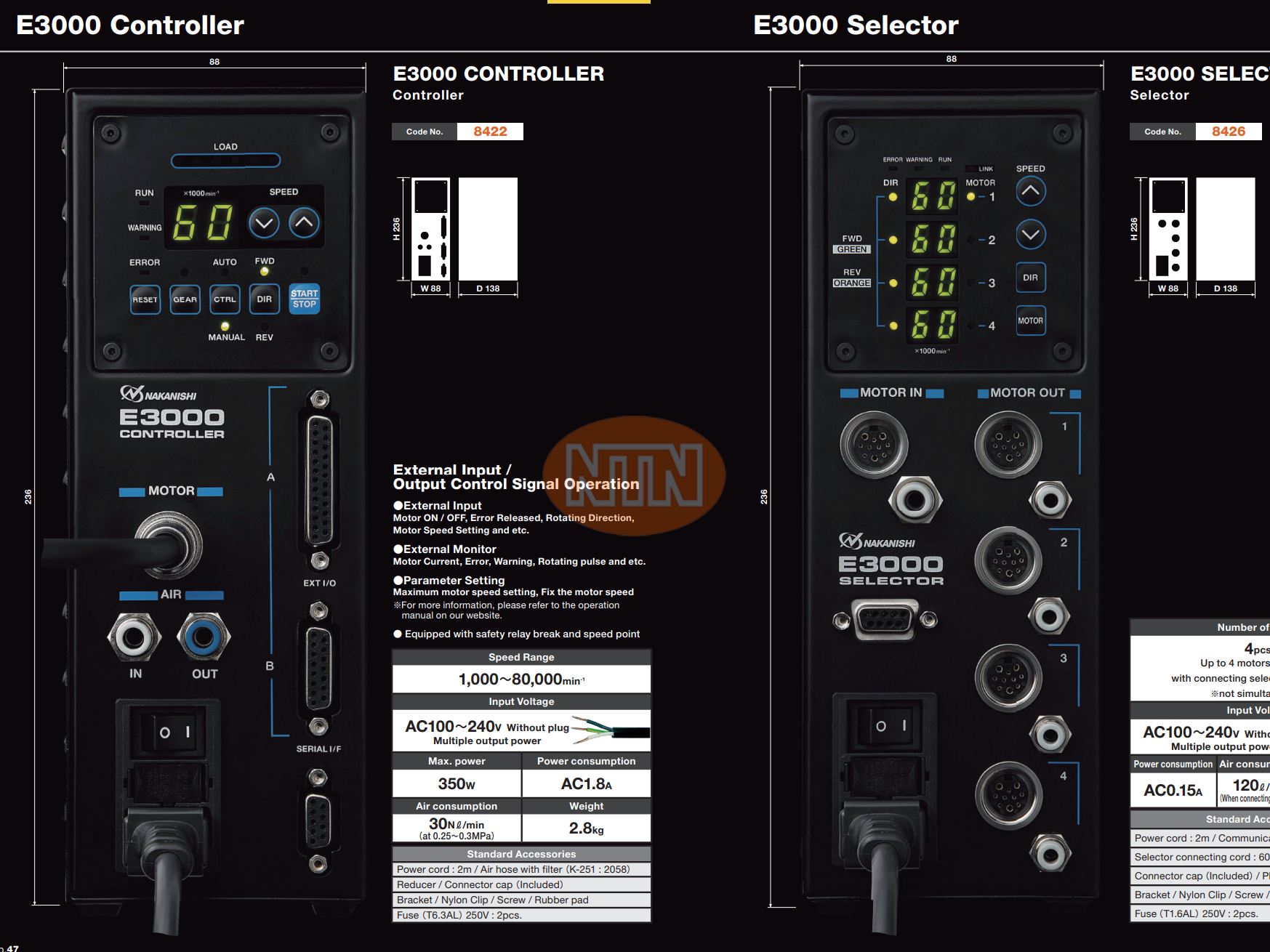 Nakanishi E3000 controller Code No.8422 Bộ điều khiển động cơ