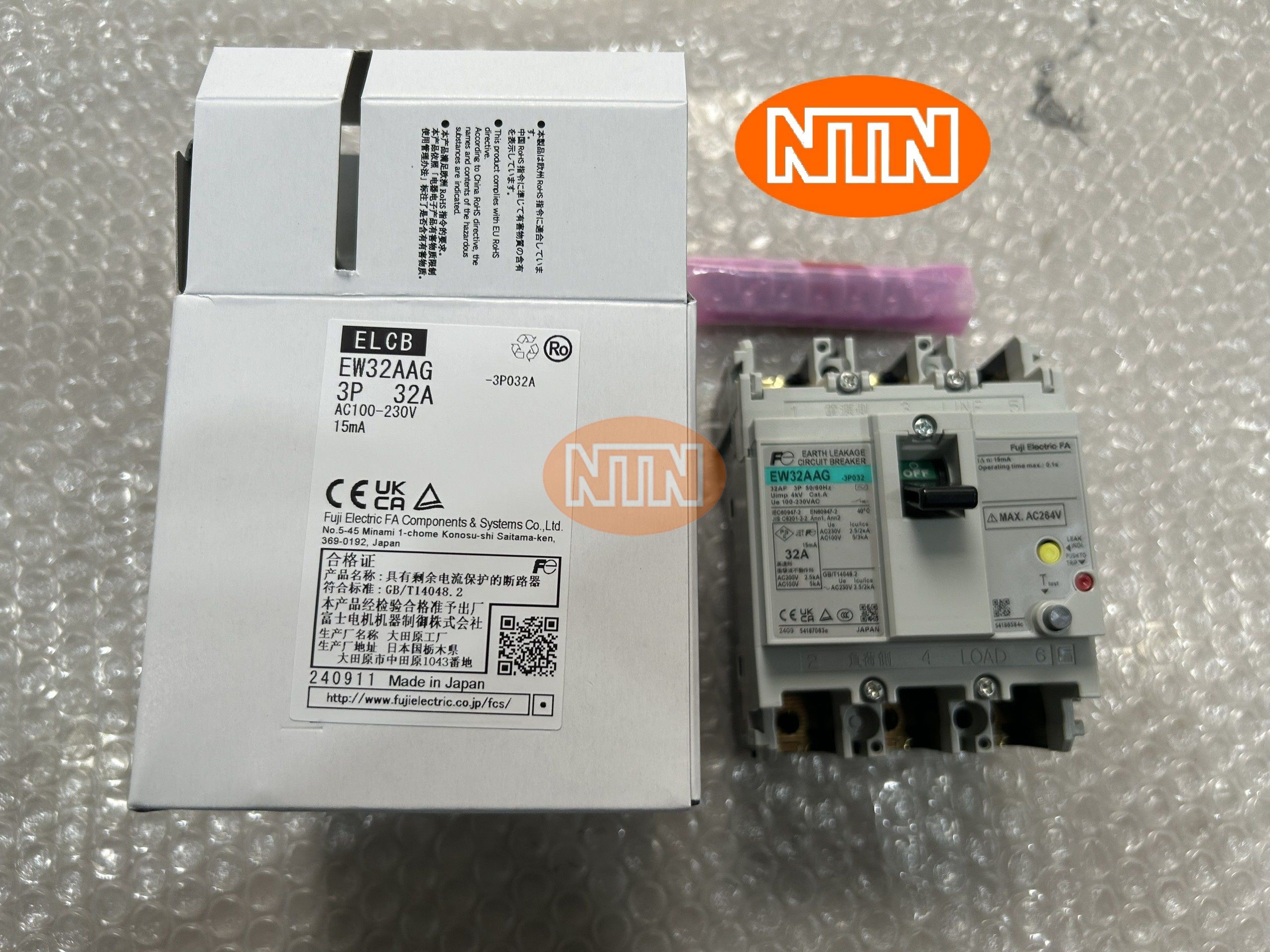 Fuji Electric EW32AAG-3PO32A 15mA Cầu dao chống giật